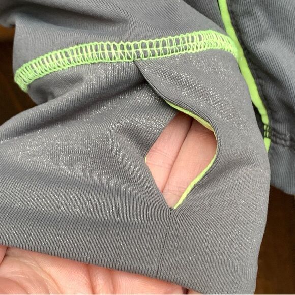 Justice Athletic Jacket Full Zip Grey Neon Green Lightweight Girl’s size 10 - Picture 9 of 10